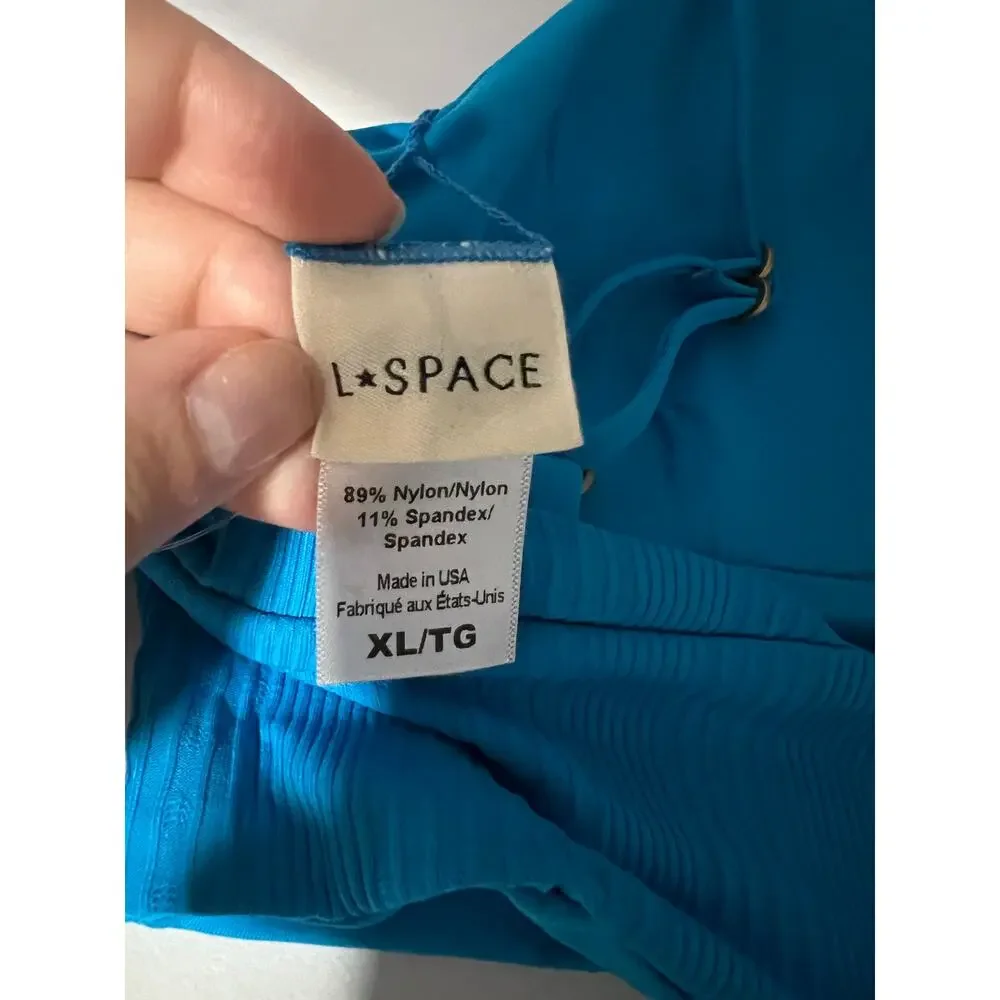 NWT L*Space Women's Ribbed Pointelle Winnie Bikini Swim Top Electric Blue SZ XL